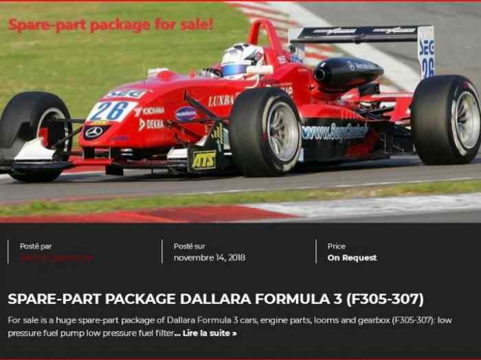 Lot de pièces pour Dallara Formule 3 F305 F07 F3 2005/2006/2007