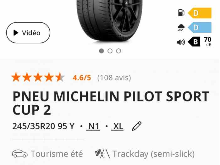 Pneu avant Michelin 991 GT3 phase 1