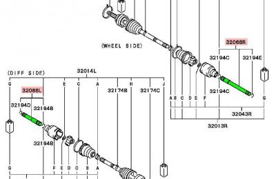2 demi arbre / barreaux de transmission Lancer Evo 7 8 9 1