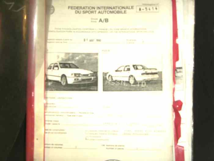 FICHE HOMOLOGATION FIA FORD SIERRA COSWORTH 4 X 4 0