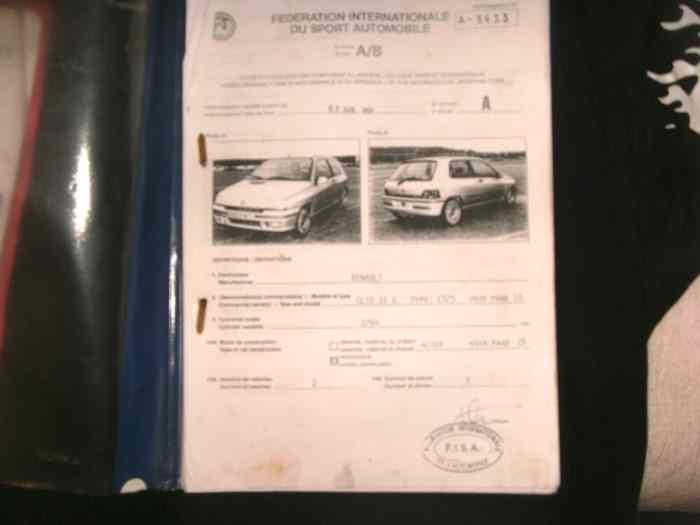 FICHE HOMOLOGATION FIA RENAULT CLIO GR N et GR A 0