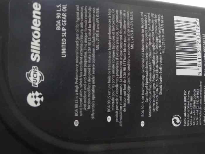 Huile Silkolene BOA90LS compétition auto-bloquant neuf 2