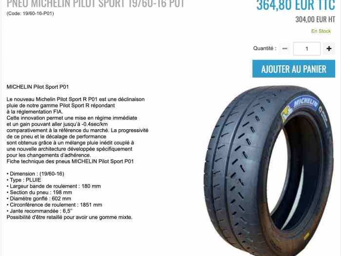 Vend 2 Pneus neufs MICHELIN P01 en 16