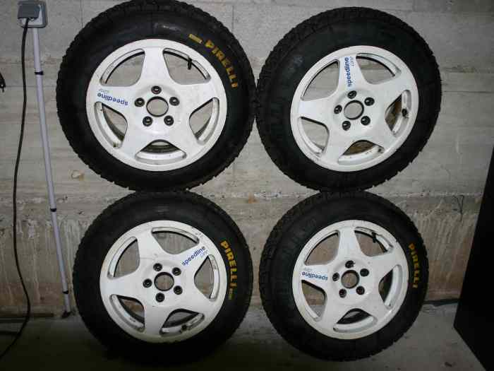 4 Jantes Speedline Corse etroite 5x114.3 Mitsubishi,mazda plus 4 pneus clouts – photo 1 sur 2