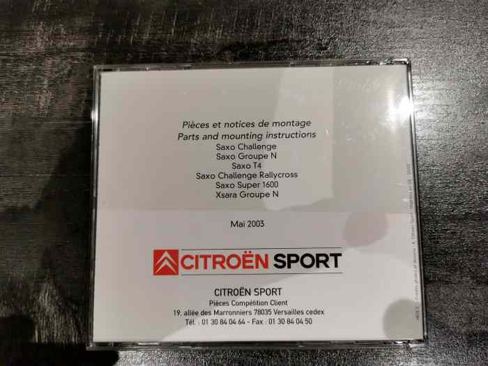 CD ROM LISTING PIECES CITROEN SPORT SAXO S1600 et autres 1