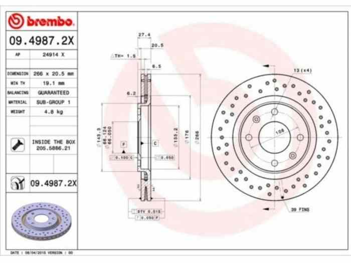 Disque brembo ventilés peugeot 206 306 405 Citroën bx xsara... 1