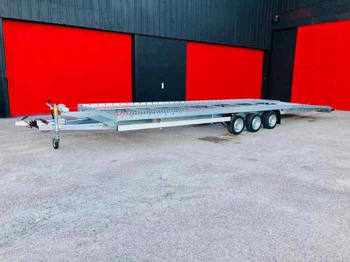 Remorque plateau porte double voitures 3 essieux INDIANA 8.50m x 2.00m 0