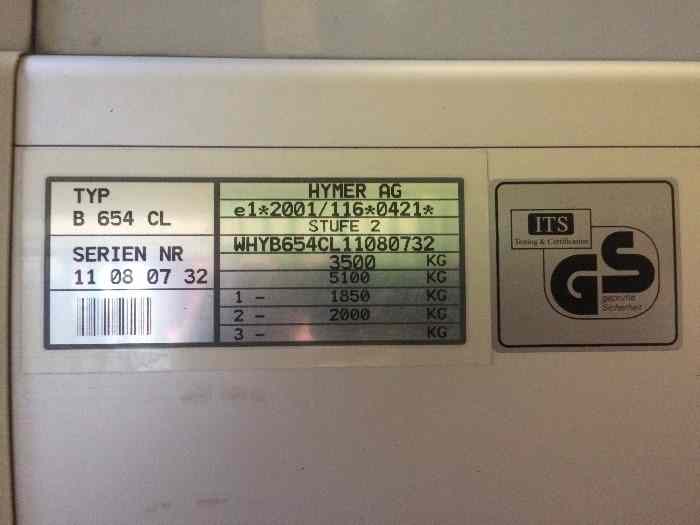 Camping car intégral Hymer B654 CL 3.0 L 160 CV 2