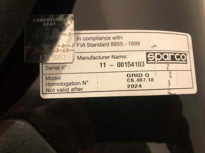 2 Sièges baquets sparco GRID-Q état neuf 1