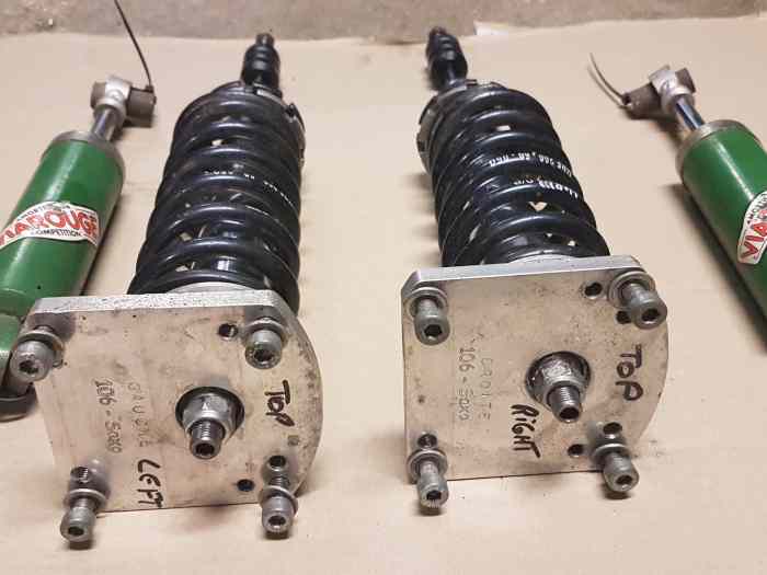 2 amortisseurs Bilstein AV filetés + ressorts Saxo challenge GRA + 2 amortisseurs AR Bilstein retarés Viarouge 2
