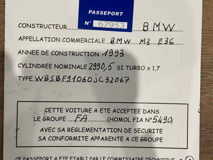 Arceau et passeport bmw e36 3