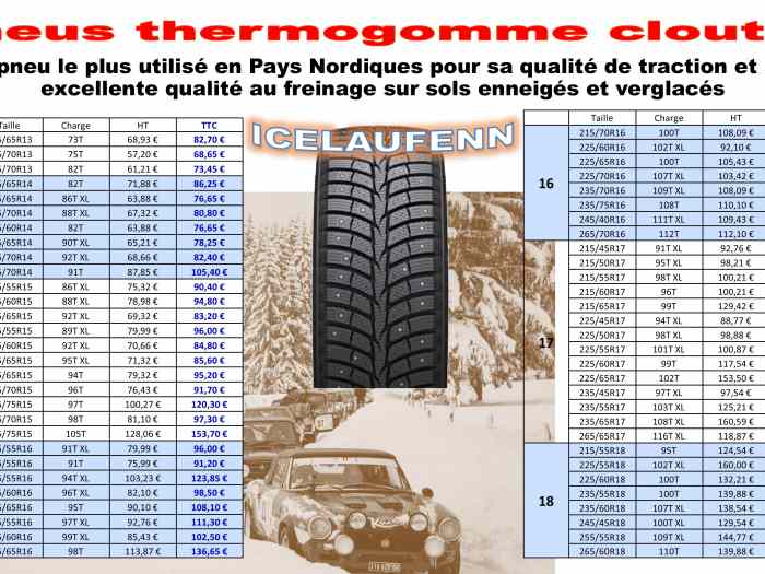 Pneus neige / glace cloutés 3