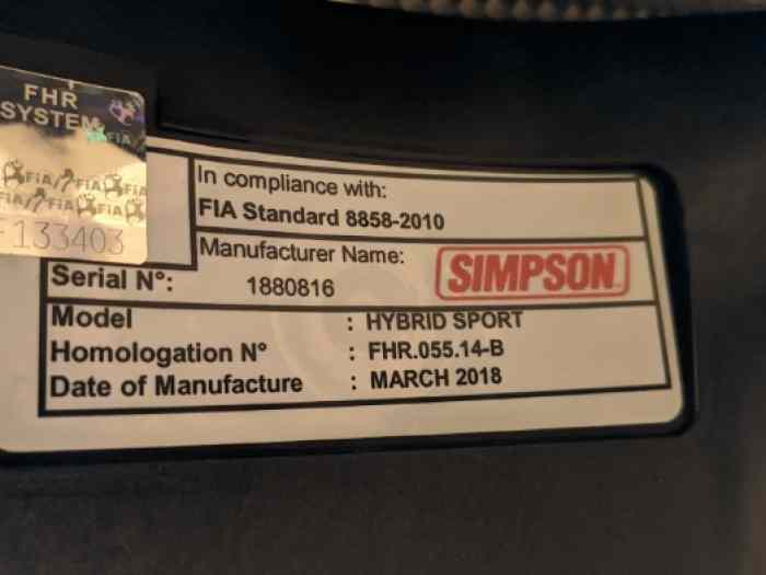 HANS Simpson Hybrid sport (taille M) 1