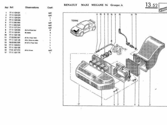 Boîte à air Megane kit car 96 0