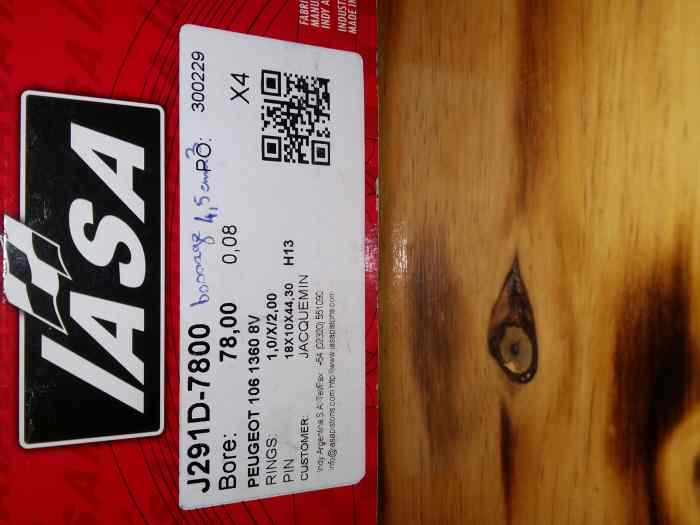Kit pistons forgés IASA dia 78.00 pour moteur TU 1400 course course 1