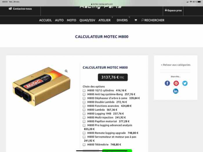 Boitier motec M800 2