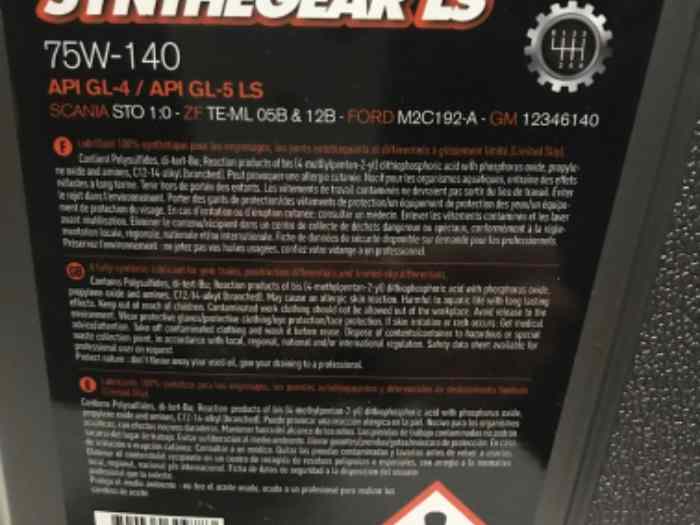 2 bidons 5L IGOL 75w-140 Synthegear LS neufs 1
