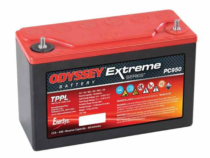 Batterie Odyssey PC950 Extreme 30 - 12V 34Ah - 250x97x156 mm (LxlxH) - 9kg - filetage M6