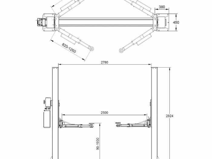 Pont élévateur 2 colonnes 4t 220v ou 380v semi automatique 1