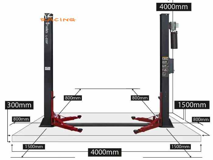 Pont élévateur 2 colonnes 4t 220v ou 3...
