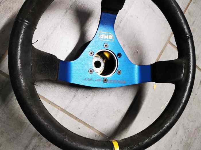VOLANT RALLYE OMP SPORT - PEAU RETOURNÉE - TULIPÉ 90MM 350MM + MOYEU CLIO WILLIAMS 16S 1