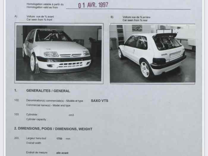 Fiche omologazione Citroen Saxo N/A 1