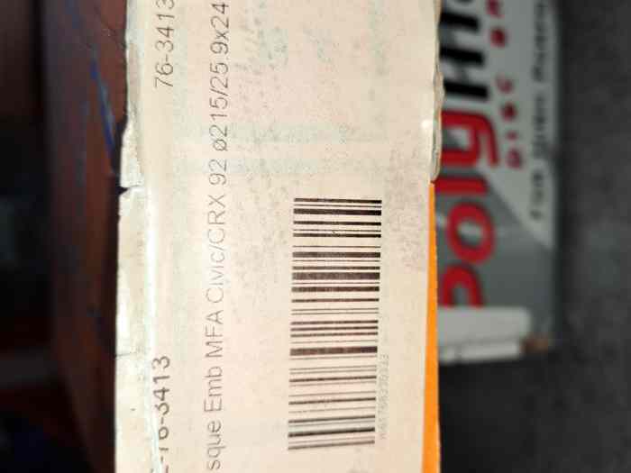 Disque embrayage HONDA CIVIC/CRX. 1