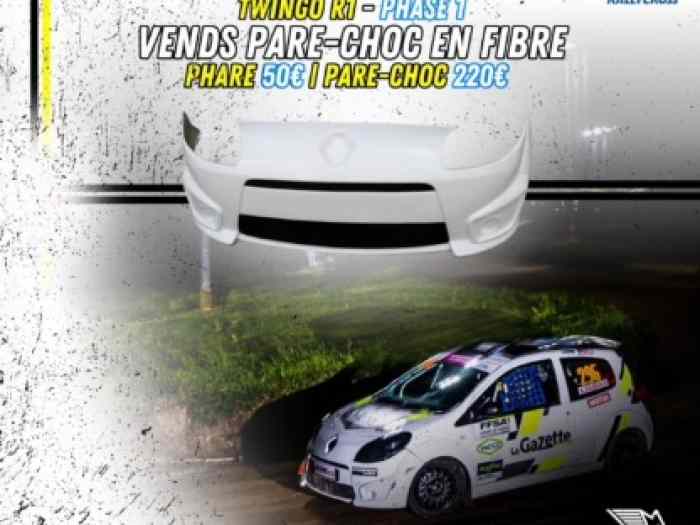 Pare-chocs TWINGO II RS phase 1 en fibre + coque de phare 1