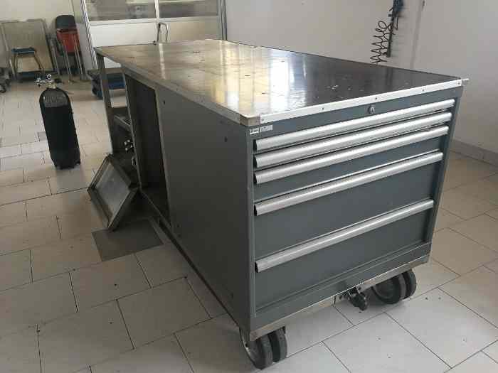 Tool trolley for track, with