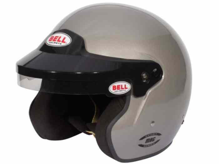 CASQUE FIA JET BELL MAG 8859-2015 GRIS TITANIUM AVEC CLIPS HANS