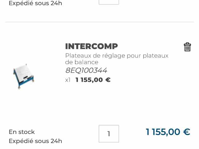 Set balances Intercomp + plateau Intercomp 3