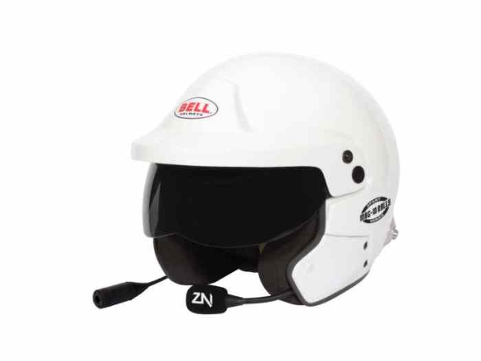 CASQUE FIA JET BELL MAG-10 RALLY SPORT 8859-2015/SA2020 BLANC AVEC CLIPS HANS