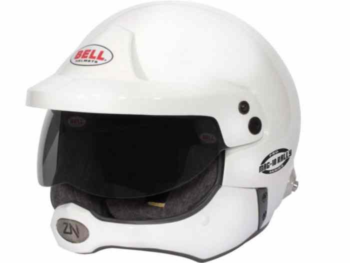 CASQUE FIA JET BELL MAG-10 RALLY PRO 8859-2015/SA2020 BLANC AVEC CLIPS HANS