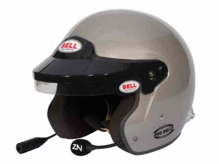 CASQUE FIA JET BELL MAG RALLY 8859-2015 GRIS TITANIUM AVEC CLIPS HANS