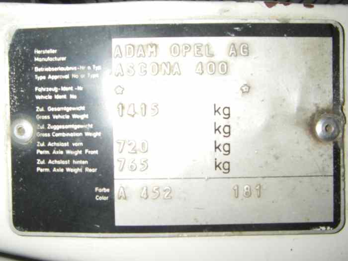 Veritable Opel Ascona 400 gr B 4