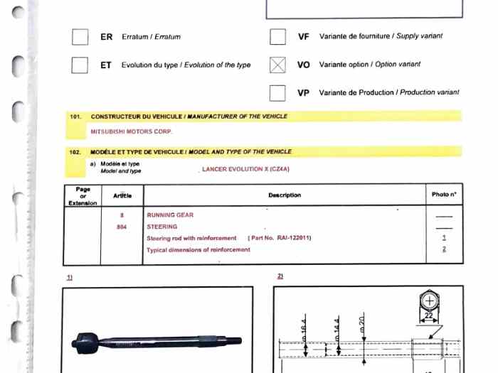 Mitsubishi Lancer Evo X (CZ4A) Stering Rod reinforced 2