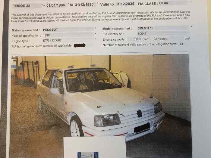 Peugeot 309 gti16v gr.A historique