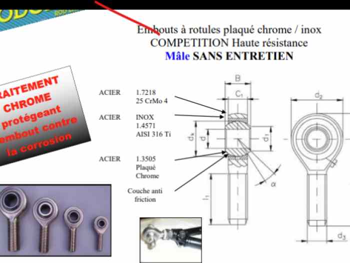 Rotule Uniball Rdobal 18mm X2 et 4x rotule coussinets 18mm gamme competition 1