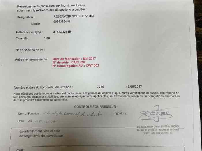 Vends Réservoir DS3 2