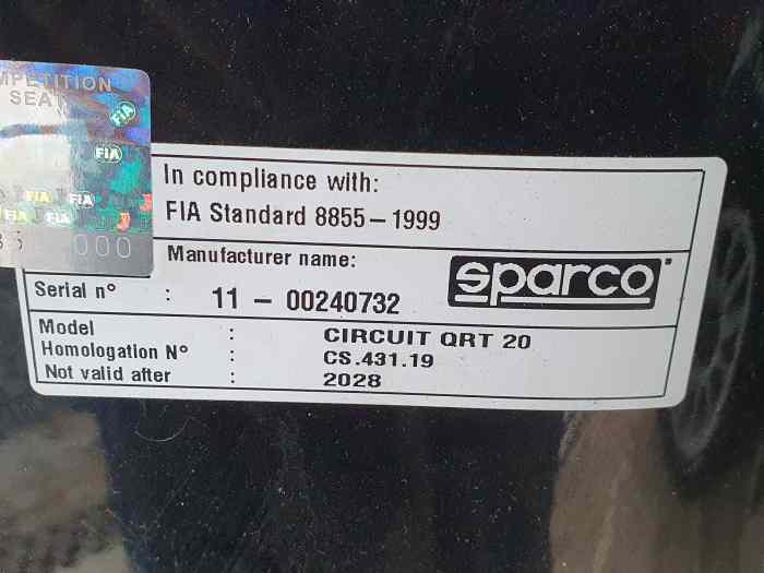 Siège baquet FIA SPARCO 2