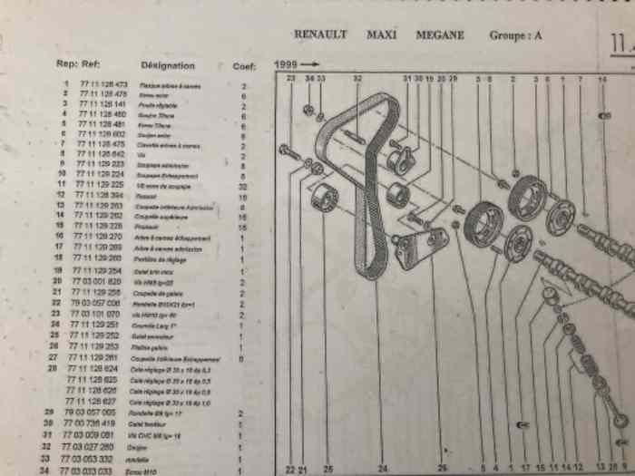 Renault Megane Maxi Flasque et poulie arbres a cames 2