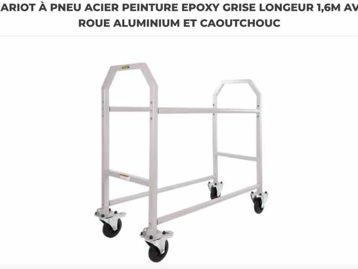 CHARIOT A PNEU ACIER LONGUEUR 1,60m