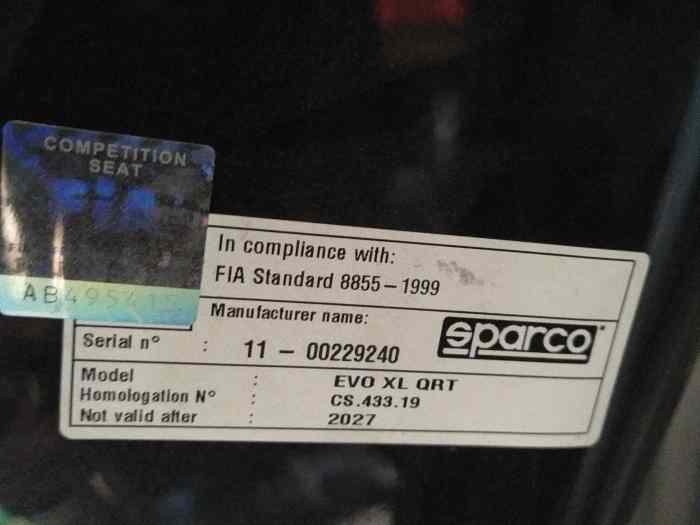 Siège baquet evo sparco xl 1