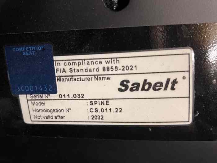 baquet SABELT SPINE homologué 2