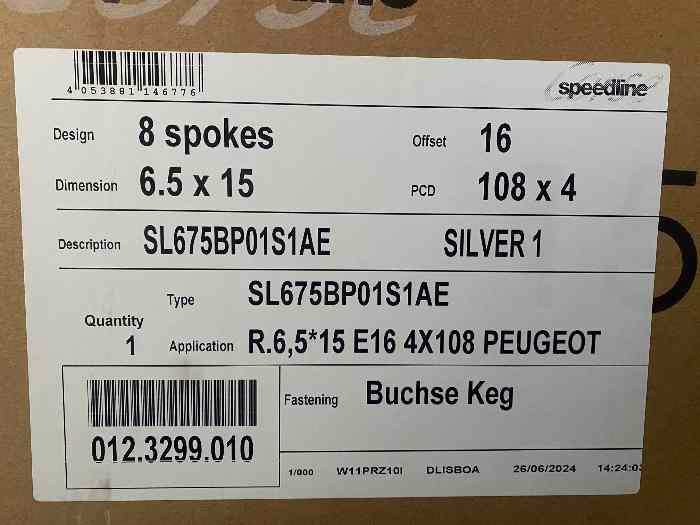 4 jantes 6,5x15 4x108 2