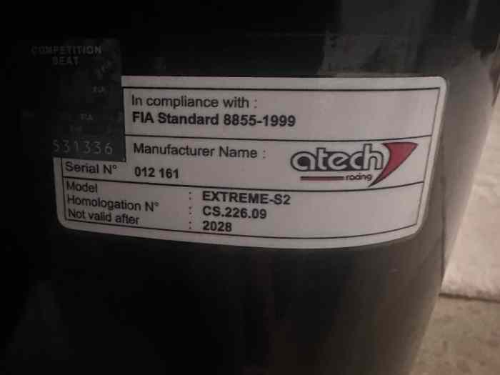 Baquet Atech Extreme S2 3