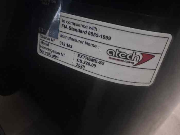 Baquet Atech Extreme S2 2