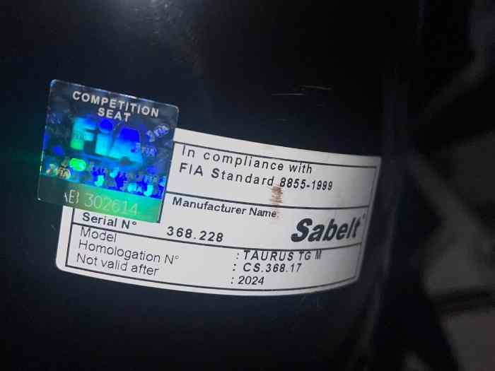 Sabelt Tauros + Sparco Rev GRP Light + Harnais Sparco 4