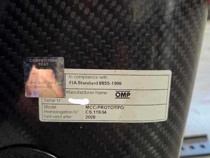 Siege baquet carbone OMP prototipo 3