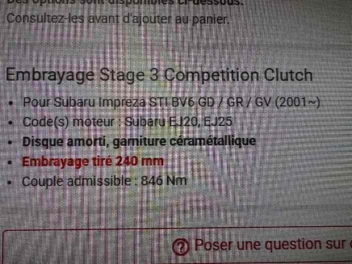 Embrayage Subaru STI 7 2